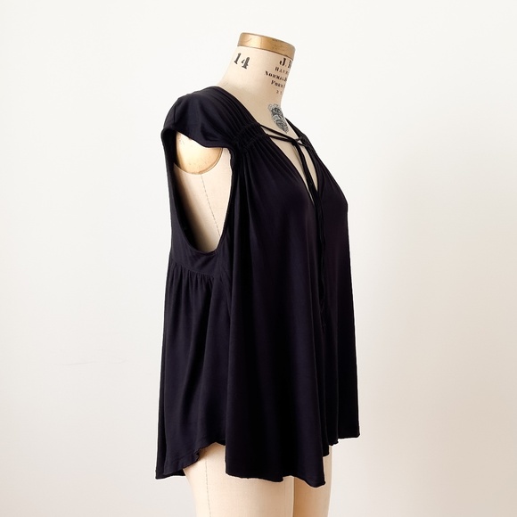 Free People Back in Town Black Top - Large Whimsigoth Boho Indie Goth - Picture 6 of 9